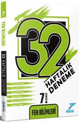 7. Sınıf Fen Bilimleri 32 Haftalık Deneme Pruva Akademi Yayınları