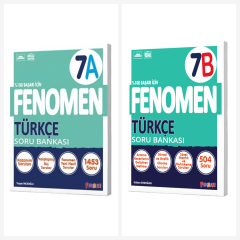 7. Sınıf Fenomen Türkçe A + B Soru Bankası Seti 2 Kitap Fenomen Yayınları