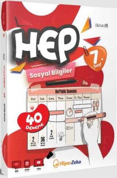 7. Sınıf HEP Sosyal Bilgiler Haftalık Deneme Föyleri Hiper Zeka Yayınları