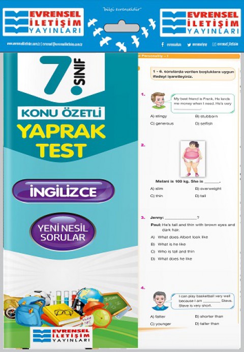 7. Sınıf İngilizce Konu Özetli Yaprak Test Evrensel İletişim Yayınları