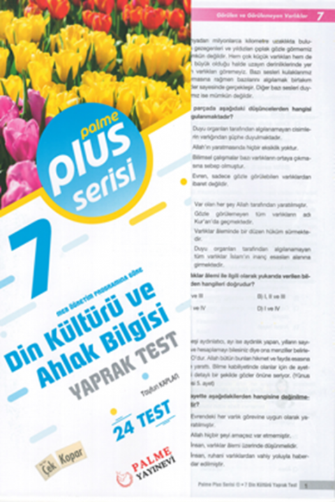 7. Sınıf Plus Serısı Din Kültürü ve Ahlak Bilgisi Yaprak Test Palme Yayınları