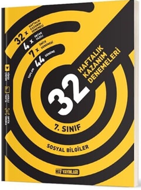 7. Sınıf Sosyal Bilgiler 32 Haftalık Kazanım Denemeleri Hız Yayınları