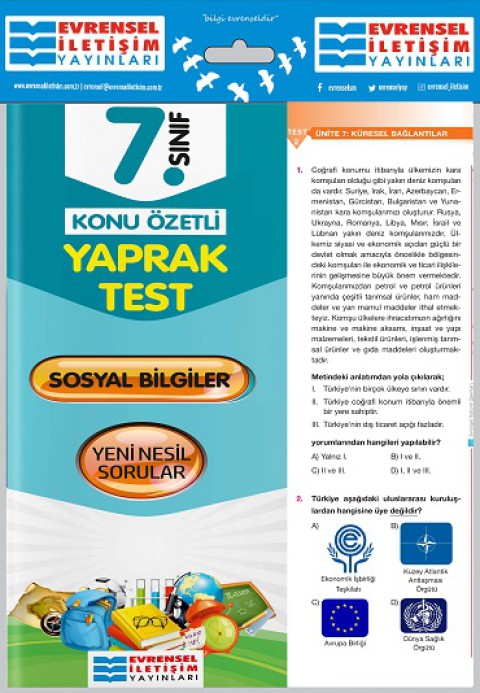 7. Sınıf Sosyal Bilgiler Konu Özetli Yaprak Test Evrensel İletişim Yayınları