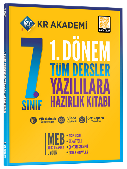7. Sınıf 1. Dönem Tüm Dersler Yazılılara Hazırlık Kitabı KR Akademi Yayınları