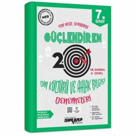 7.Sınıf Din Kültürü ve Ahlak Bilgisi Güçlendiren 20 Deneme Sınavı Ankara Yayıncılık