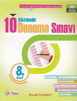 8. Sınıf Çözümlü 10 Deneme Sınavı Palme Yayınevi