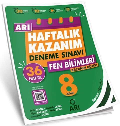 8. Sınıf Fen Bilimleri Haftalık Kazanım Denemeleri Arı Yayınları