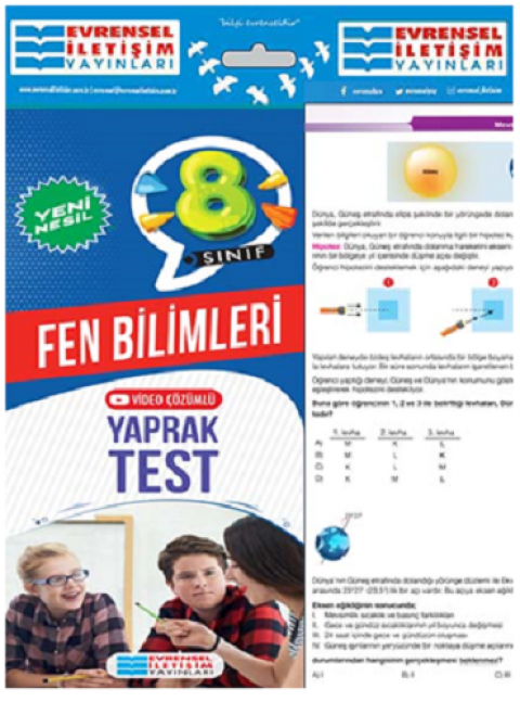 8. Sınıf Fen Bilimleri Yeni Nesil Video Çözümlü Yaprak Test Evrensel İletişim Yayınları