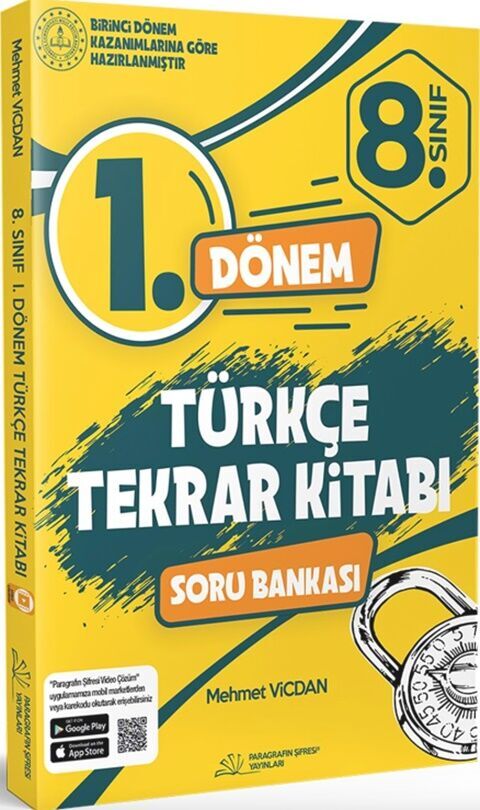 8. Sınıf I. Dönem Türkçe Tekrar Kitabı Paragrafın Şifresi Yayınları