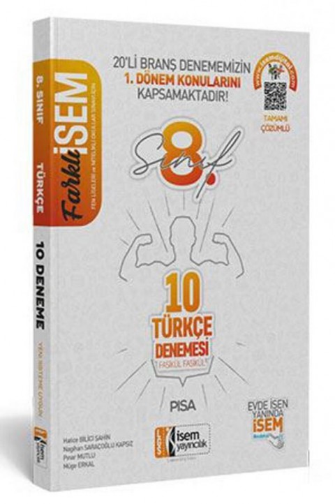 8. Sınıf LGS 1. Dönem Türkçe Farklı İsem 10 Denemesi İsem Yayıncılık