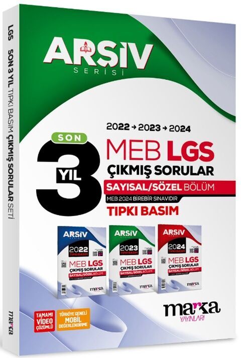 8. Sınıf LGS Son 3 Yıl ARŞİV Serisi Tıpkı Basım Fasikül Fasikül Çıkmış Sorular Tamamı Video Çözümlü Marka Yayınları