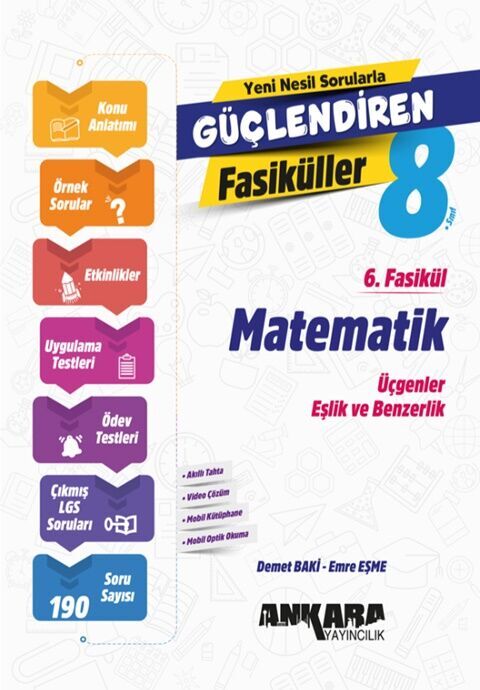 8. Sınıf Matematik Güçlendiren 6 Fasikül Ankara Yayıncılık