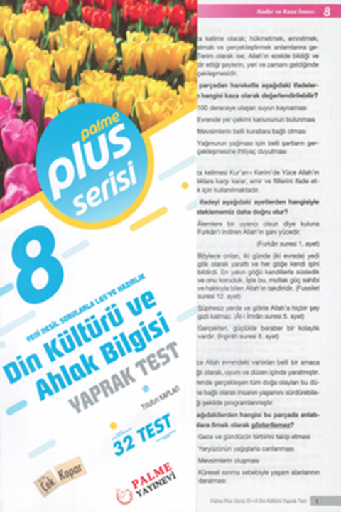 8. Sınıf Plus Serısı Din Kültürü ve Ahlak Bilgisi Yaprak Test Palme Yayınları