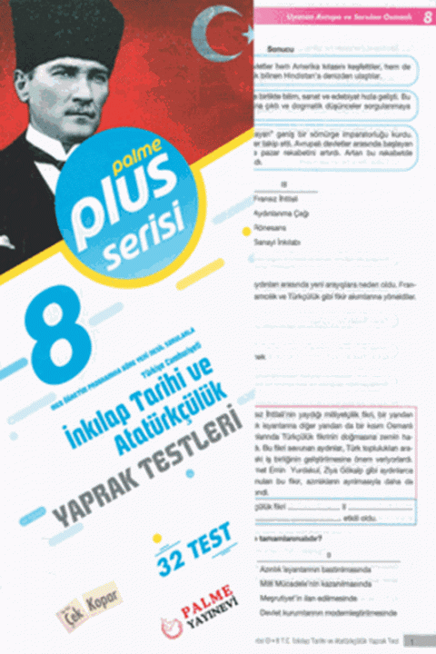 8. Sınıf Pus Serisi T.C. İnkılap Tarihi ve Atatürkçülük Yaprak Testleri Palme Yayınları