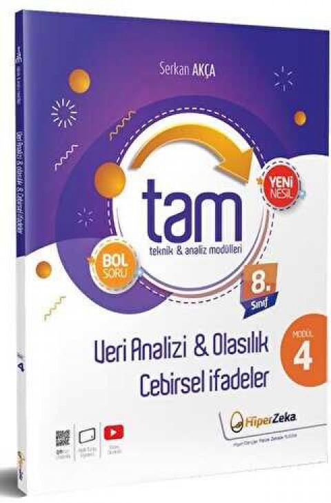 8. Sınıf TAM Matematik 4 Veri Analizi - Olasılık - Özdeşlikler Hiper Zeka Yayınları