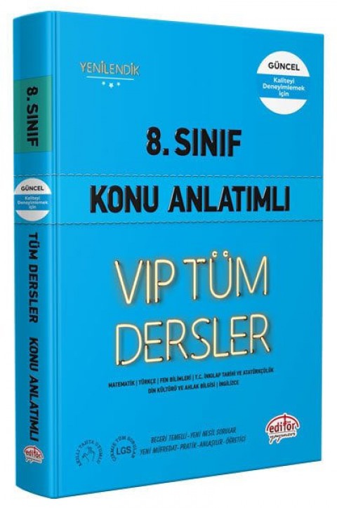 8. Sınıf VIP Tüm Dersler Konu Anlatımlı Mavi Kitap Editör Yayınları