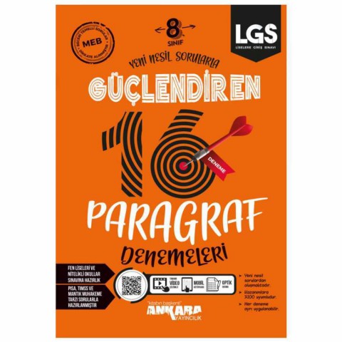 8.Sınıf Paragraf Güçlendiren 16 Deneme Sınavı Ankara Yayıncılık 