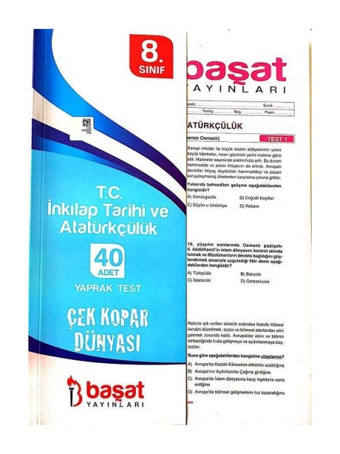 8.Sınıf T.C. İnkilap Tarihi ve Atatürkçülük Çek Kopart Yaprak Test Başat Yayınları