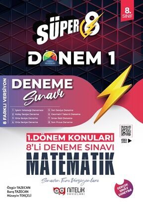 8.Sınıf 1.Dönem Süper Matematik 8'Li Deneme Sınavı Nitelik Yayınları