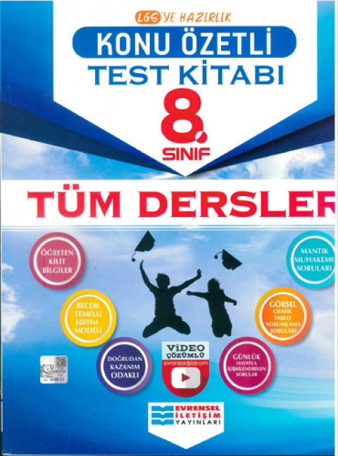 8.Sınıf Tüm Dersler Konu Özetli Video Çözümlü Test Kitabı Evrensel İletişim Yayınları