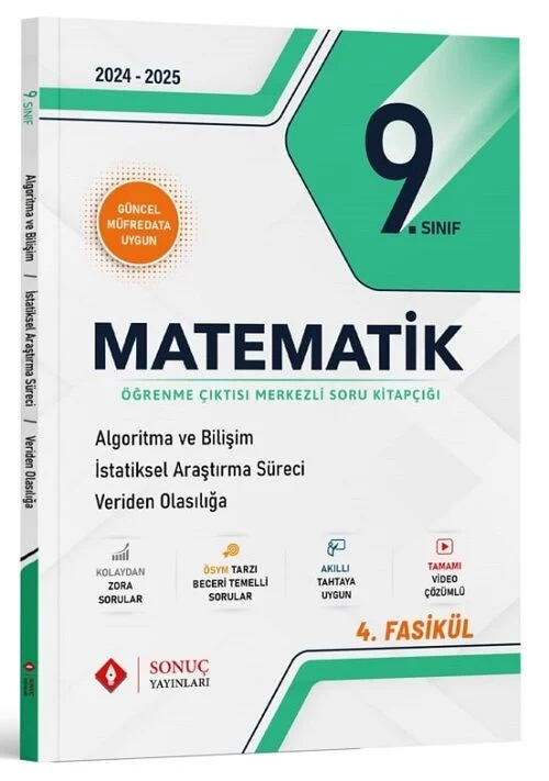 9. Sınıf Matematik Algoritma ve Bilişim İstatistiksel Araştırma Süreci Veriden Olasılığa 4. Fasikül Soru Bankası Sonuç Yayınları