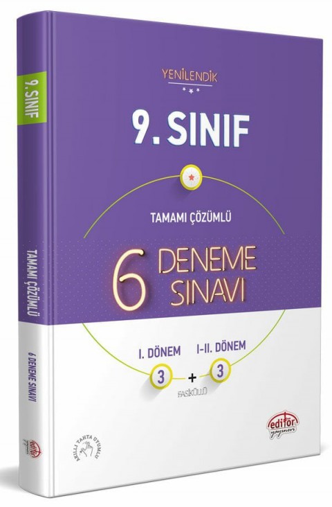 9. Sınıf Tamamı Çözümlü 6 Fasikül 3+3 Deneme Sınavı Editör Yayınları