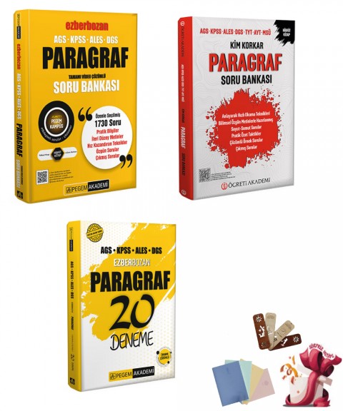 AGS KPSS ALES DGS Ezberbozan Paragraf Soru Bankası ve Deneme Seti Pegem - Bigelio Defter Hediyeli