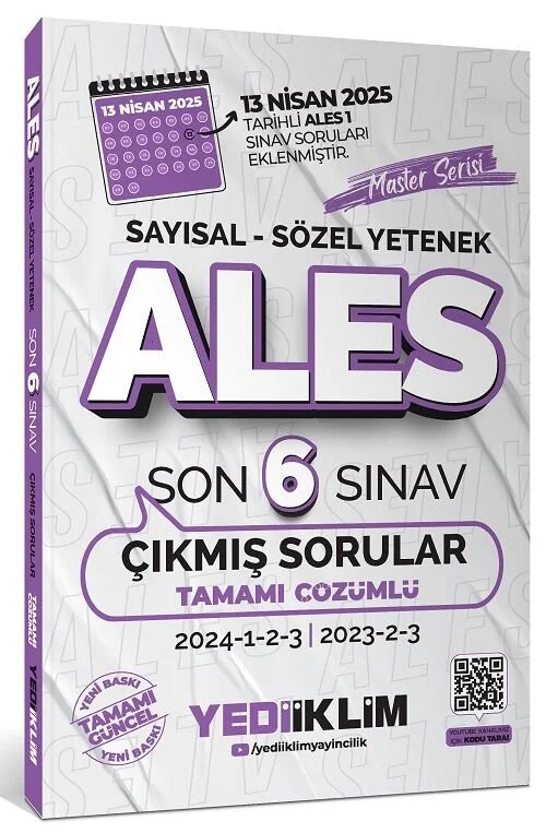 ALES Master Çıkmış Sorular Son 6 Sınav Çözümlü Yediiklim Yayınları
