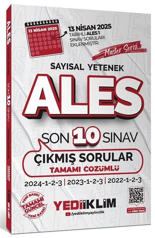 ALES Master Sayısal Yetenek Çıkmış Sorular Son 10 Sınav Çözümlü Yediiklim Yayınları