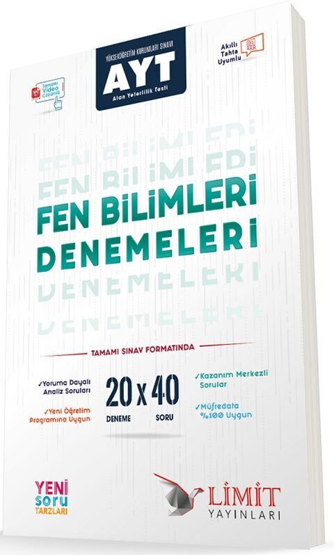 AYT Fen Bilimleri 20x40 Video Çözümlü Denemeleri Limit Yayınları