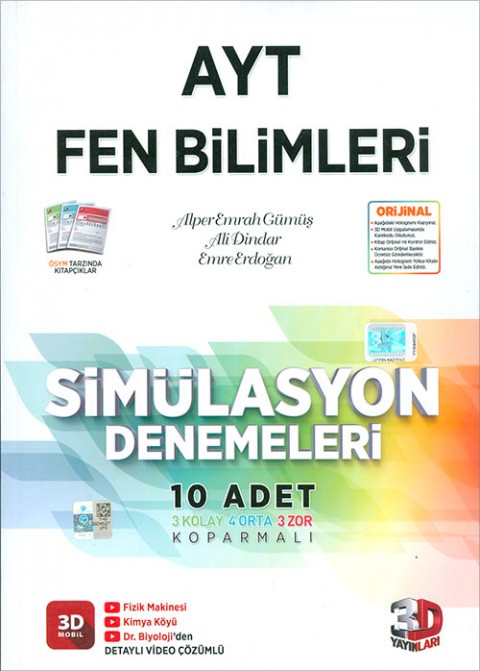 AYT Fen Bilimleri Simülasyon Denemeleri 3D Yayınları