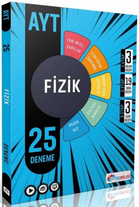 AYT Fizik 25 Deneme Video Çözümlü Köşebilgi Yayınları