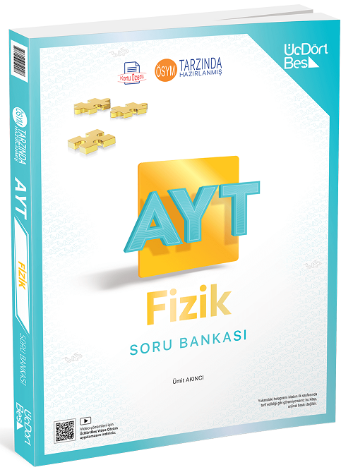 2026 YKS AYT Fizik Soru Bankası Çözümlü - Ümit Akıncı Üç Dört Beş Yayınları