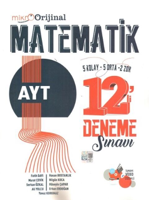 AYT Matematik 12 li Deneme Sınavı Orijinal Yayınları
