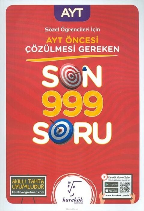 AYT Öncesi Çözülmesi Gereken Sözel Son 999 Soru Karekök Yayınları
