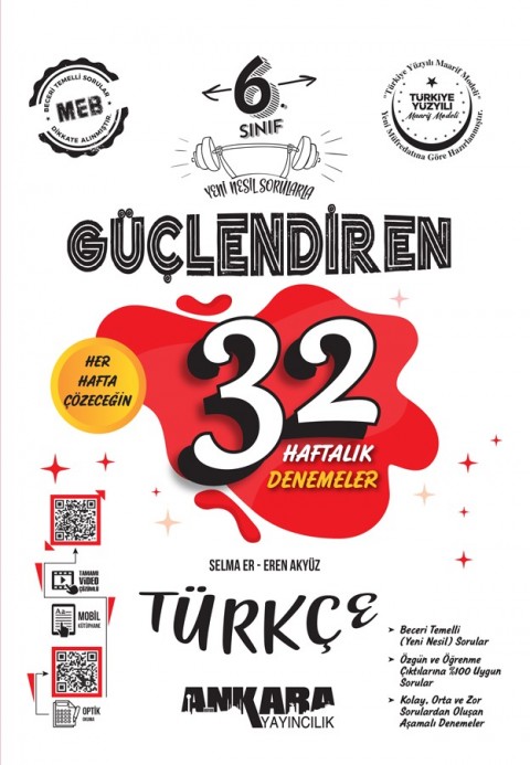 Ankara 6. Sınıf Güçlendiren 32 Haftalık Türkçe Kazanım Denemeleri Ankara Yayıncılık