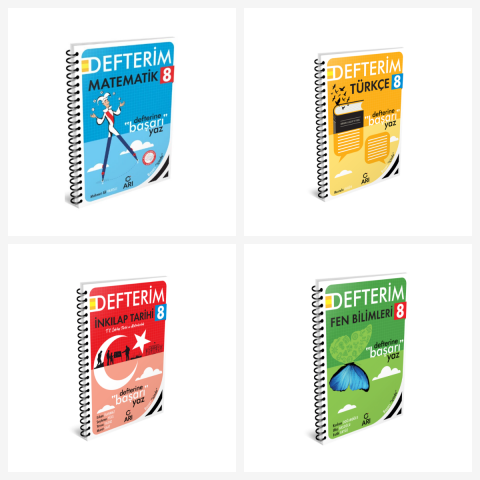 Arı 8. Sınıf Tüm Dersler Defter Seti 4 Kitap Arı Yayınları