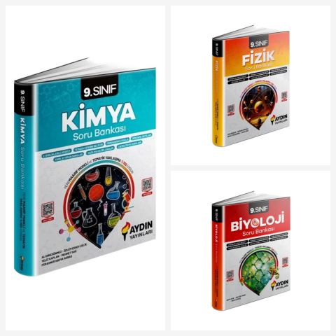 Aydın 9. Sınıf Fizik + Kimya + Biyoloji Soru Bankası Seti Aydın Yayınları