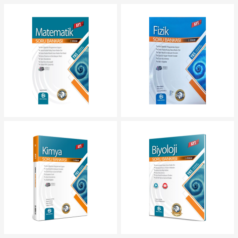 Bilgi Sarmal AYT Matematik + Fizik + Kimya + Biyoloji Soru Bankası Seti 4 Kitap Bilgi Sarmal Yayınları