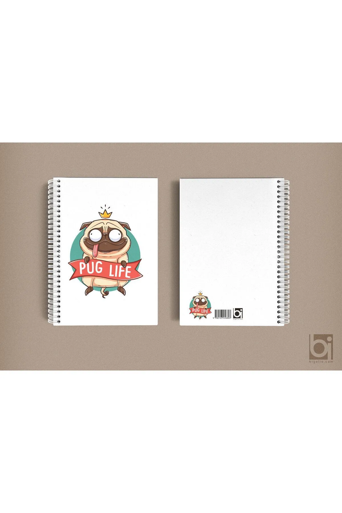 Binote Pug Life Kral Köpek A5 Çizgisiz Spiralli Defter