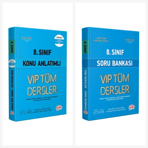 Editör 8. Sınıf VIP Tüm Dersler Konu Anlatımlı Soru Bankası Seti 2 Kitap Editör Yayınları