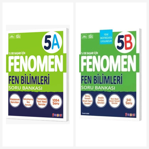 Fenomen 5. Sınıf Fen Bilimleri A + B Soru Bankası Seti 2 Kitap Fenomen Yayınları