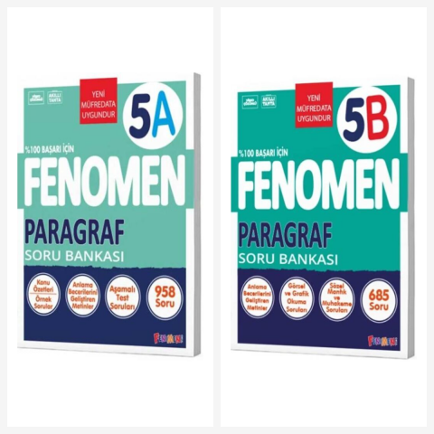 Fenomen 5. Sınıf Paragraf A + B Soru Bankası Seti 2 Kitap Fenomen Yayınları