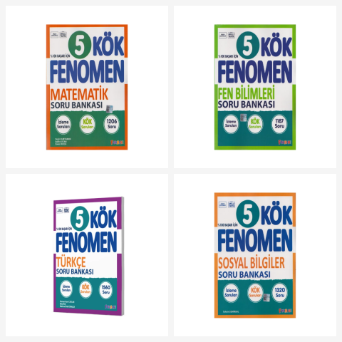 Fenomen 5. Sınıf Tüm Dersler Kök Soru Bankası Seti 4 Kitap Fenomen Yayınları