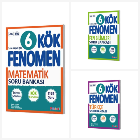 Fenomen 6. Sınıf Matematik + Fen + Türkçe Kök Soru Bankası Seti Fenomen Yayınları