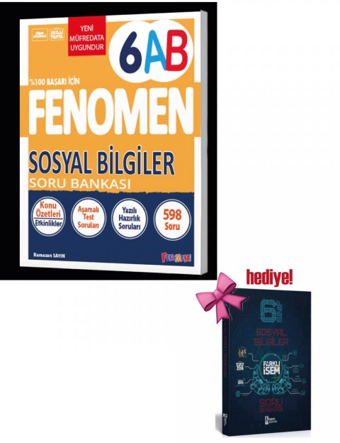 Fenomen 6. Sınıf Sosyal Bilgiler A ve B Soru Bankası + Sosyal Bilgiler Soru Hediyeli
