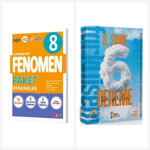 Fenomen 8. Sınıf Tüm Dersler 10 + 6 Deneme Seti 2 Kitap Fenomen ve İsem Yayınları
