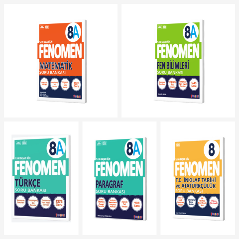 Fenomen 8. Sınıf Tüm Dersler A Soru Bankası Seti 5 Kitap Fenomen Yayınları