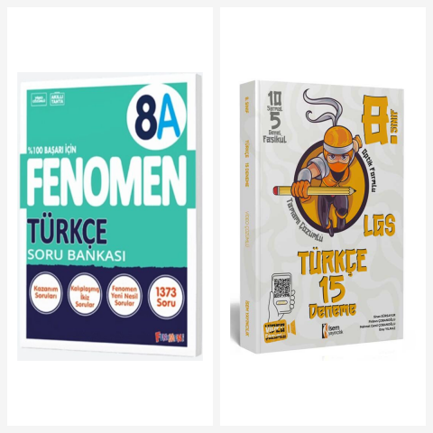 Fenomen 8. Sınıf Türkçe A Soru Bankası + İsem 15 Deneme Seti 2 Kitap Fenomen Yayınları