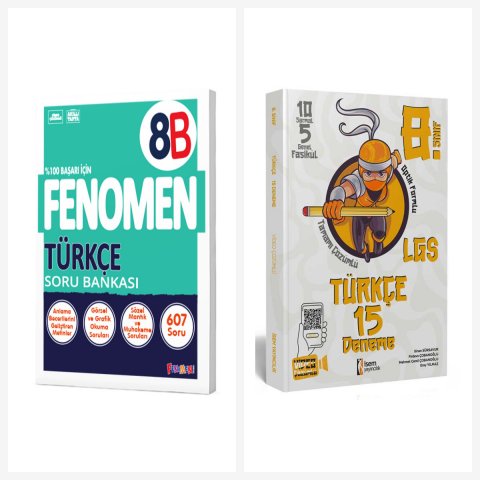 Fenomen 8. Sınıf Türkçe B Soru Bankası + İsem 15 Deneme Seti 2 Kitap Fenomen Yayınları